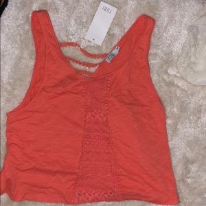 Lace coral crop top